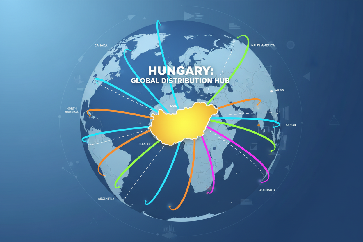 planet. Hungary lined. And arrows came out from the country. Like a big supplychain from the country. 